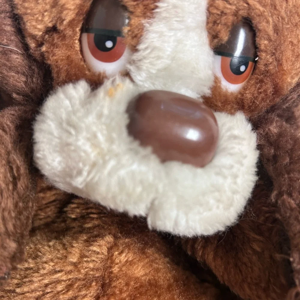 Russ Brown and Cream Plush Baxter Puppy Dog Stuffed Animal Puppet Vintage